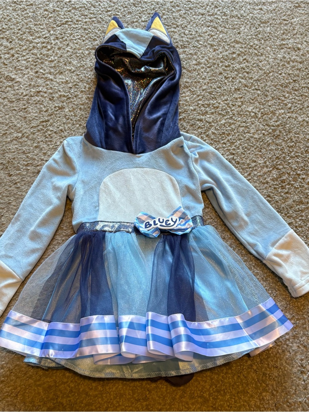 Bluey Light Blue Hooded Tulle Kids Costume Dress 2T Halloween